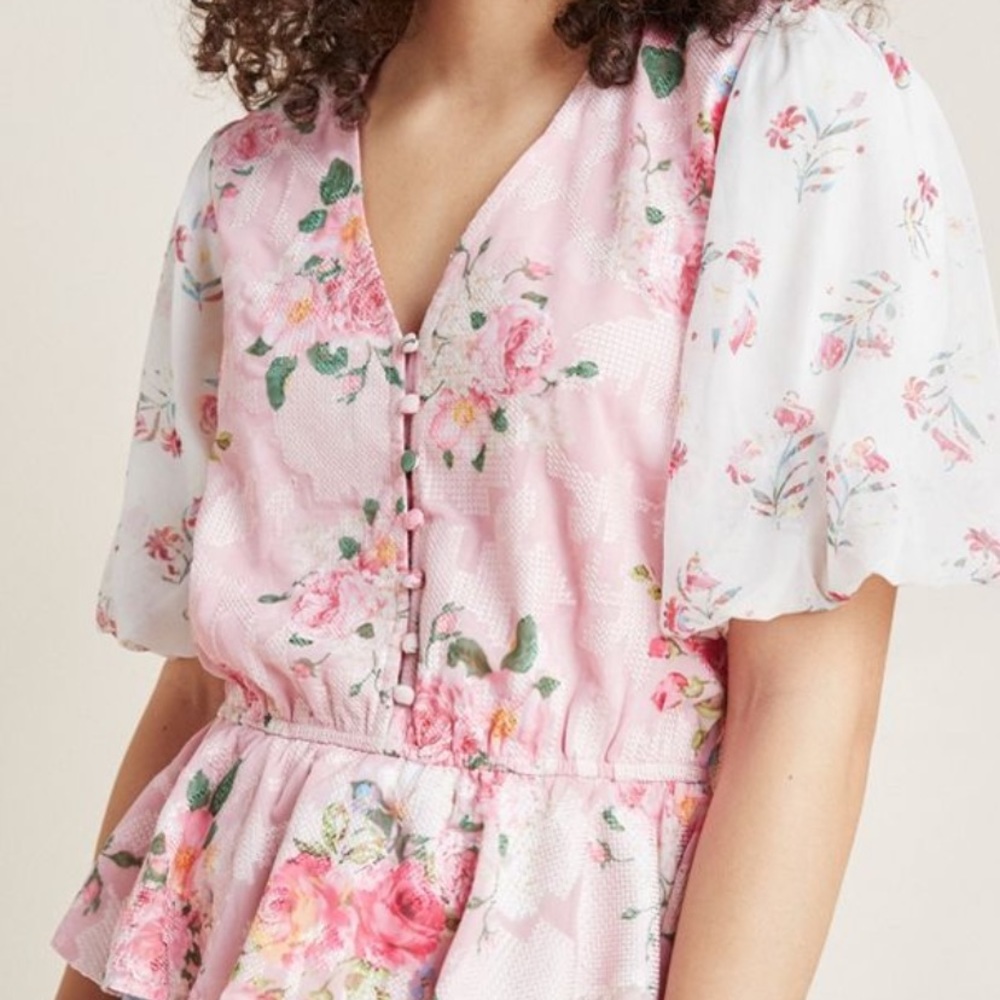 NWT Anthropologie Rose Garden Blouse XS pink